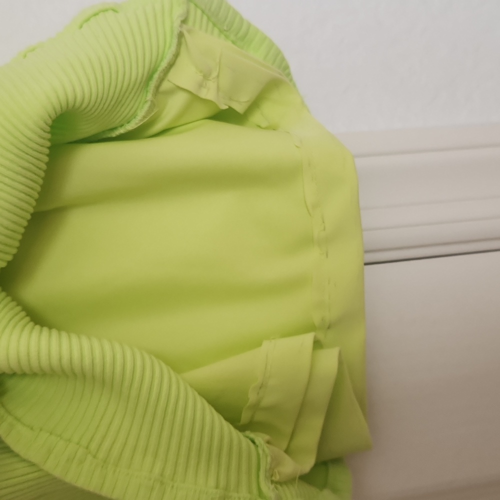 Meshki Ribbed Bodycon Midi Longsleeved Lime Green Dress Size Medium - Picture 11 of 11